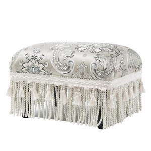 maklaine traditional decorative footstool in silver paisley