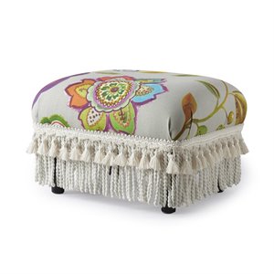 maklaine traditional decorative footstool in off white floral