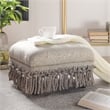 Maklaine Traditional Decorative Footstool in Teal Tan Polyester