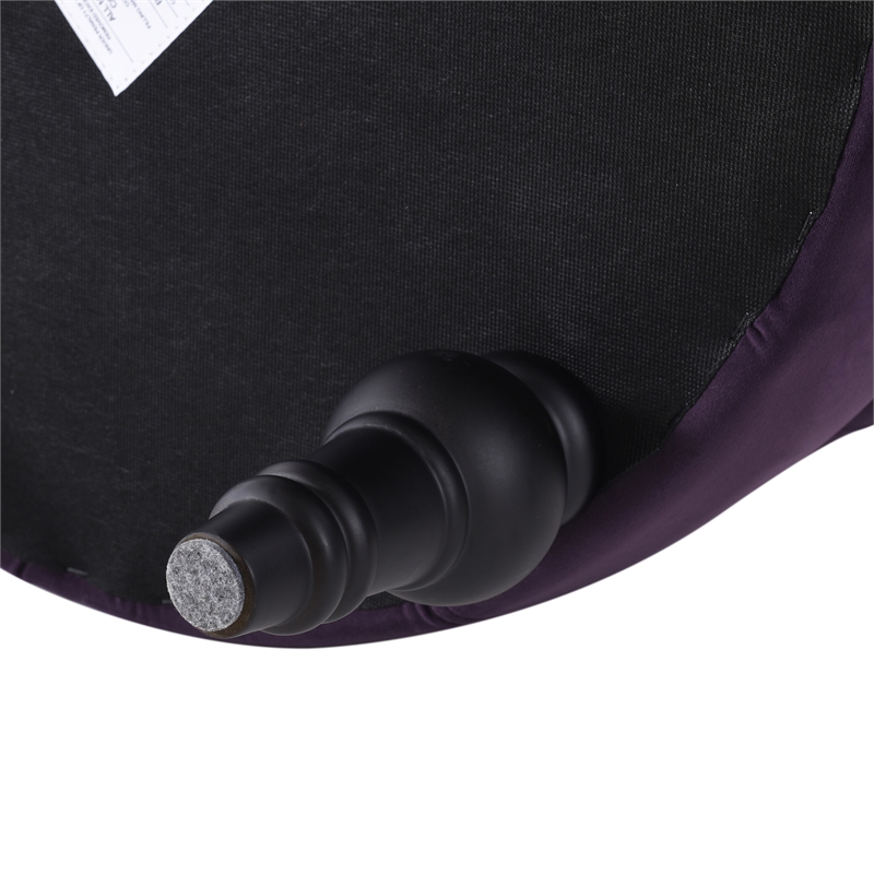 Maklaine Traditional Hardwood Tufted Round Ottoman Nailhead Accents in Purple