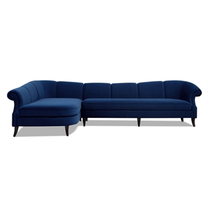 maklaine contemporary channel tufted left sectional sofa in navy blue