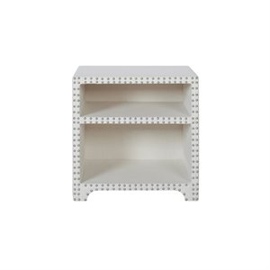 maklaine modern side table with nailhead accents in antique white