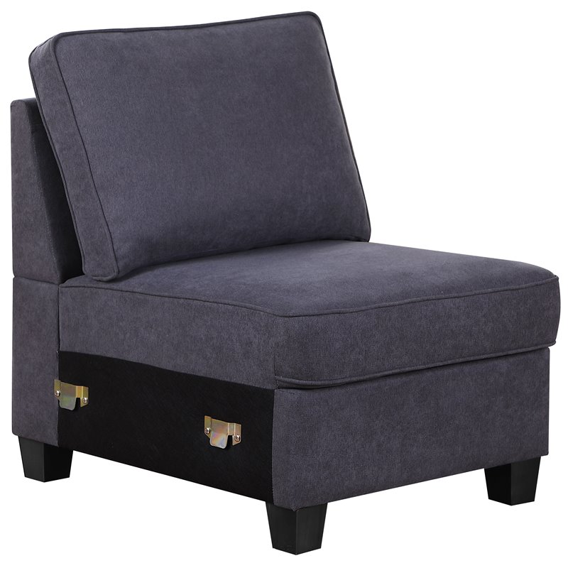 Maklaine Transitional Woven Fabric U-Shaped Sectional Sofa in Dark Gray