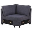 Maklaine Transitional Woven Fabric U-Shaped Sectional Sofa in Dark Gray