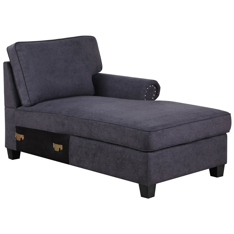 Maklaine Transitional Woven Fabric U-Shaped Sectional Sofa in Dark Gray