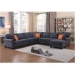Maklaine Transitional Woven Fabric U-Shaped Sectional Sofa in Dark Gray