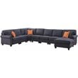 Maklaine Transitional Woven Fabric U-Shaped Sectional Sofa in Dark Gray