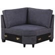 Maklaine Transitional Woven Fabric U-Shaped Sectional Sofa in Dark Gray