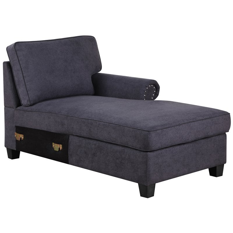 Maklaine Transitional Woven Fabric U-Shaped Sectional Sofa in Dark Gray