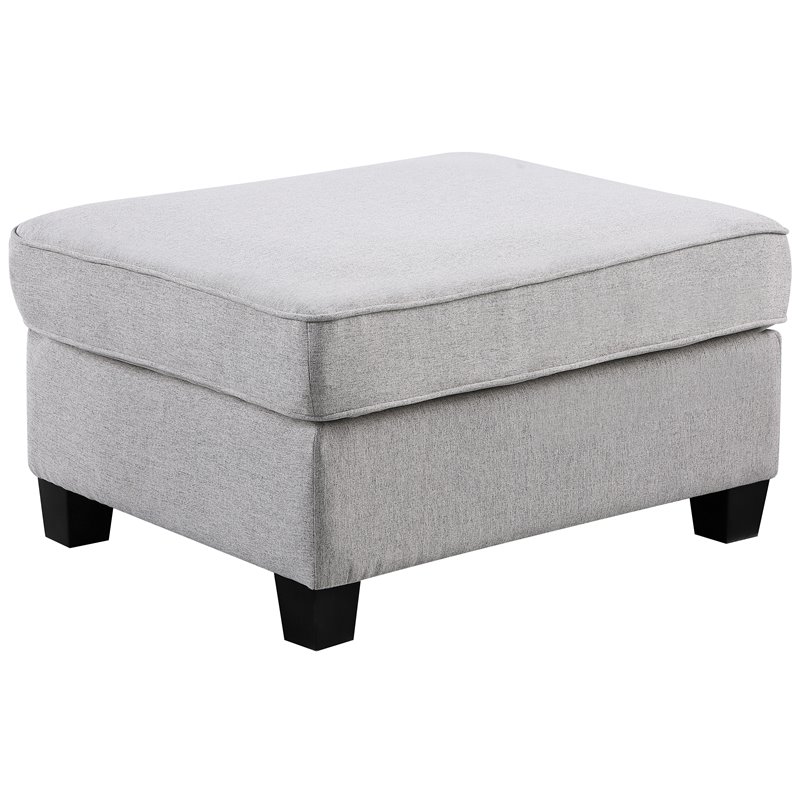 Maklaine Transitional Polyester Fabric U-Shaped Sectional Sofa in Light Gray