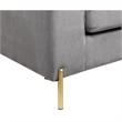 Maklaine Modern Velvet Cushioned Arms Sectional Sofa in Gray/Gold