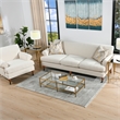 Maklaine Modern Recessed Arm Sofa Metal Casters in Light Beige