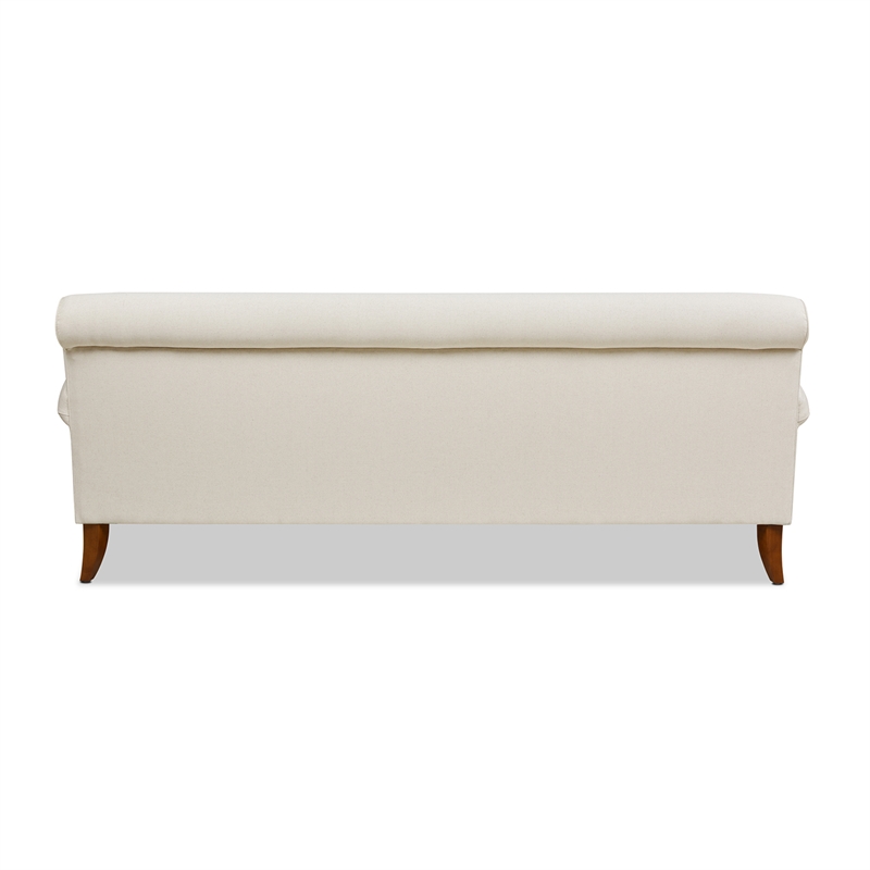 Maklaine Modern Recessed Arm Sofa Metal Casters in Light Beige
