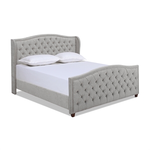 maklaine modern upholstered bed california king in silver grey