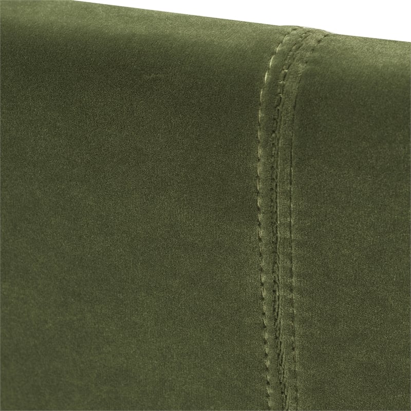Maklaine Modern Upholstered Shelter Headboard Bed King in Olive Green