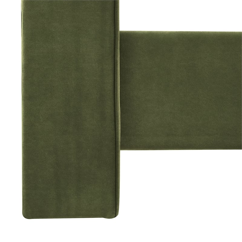 Maklaine Modern Upholstered Shelter Headboard Bed King in Olive Green
