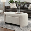 Maklaine Upholstered Ivory White Bench Oval Storage 43.5