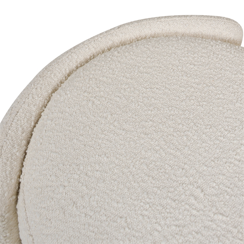 Maklaine Upholstered Ivory White Bench Oval Storage 43.5