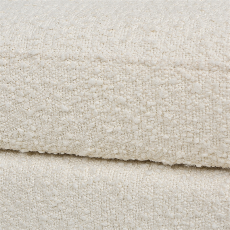 Maklaine Upholstered Ivory White Bench Oval Storage 43.5