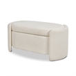Maklaine Upholstered Ivory White Bench Oval Storage 43.5