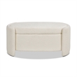 Maklaine Upholstered Ivory White Bench Oval Storage 43.5