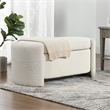 Maklaine Upholstered Ivory White Bench Oval Storage 43.5