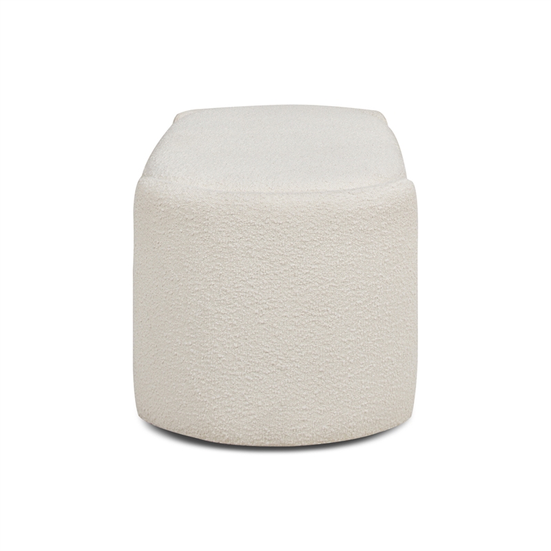 Maklaine Upholstered Ivory White Bench Oval Storage 43.5