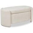 Maklaine Upholstered Ivory White Bench Oval Storage 43.5