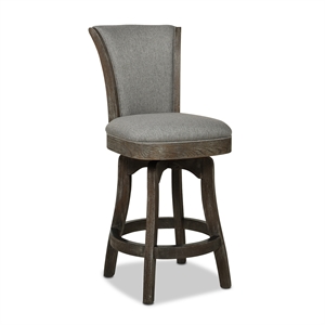 Maklaine Modern 27&quot Armless Swivel Counter Height Bar Stool in Dark Grey Linen