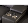 Maklaine Modern 6-Piece Italian Leather Power Reclining Sectional in Dark Gray