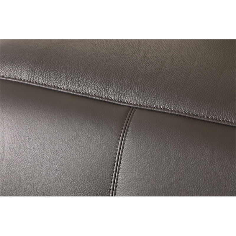 Maklaine Modern 6-Piece Italian Leather Power Reclining Sectional in Dark Gray