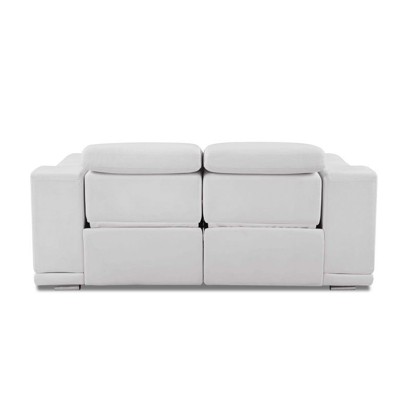Maklaine Modern Genuine Italian Leather Power Reclining Loveseat in White
