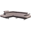 Maklaine Faux Modern Leather Sectional with Left Arm Facing in L Gray/D Gray