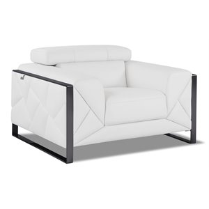 Maklaine 18.5&quot Modern Genuine Italian Leather Chair in White