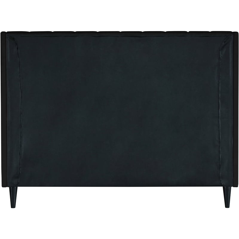 Maklaine Contemporary Black Velvet Upholstered King Bed