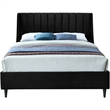 Maklaine Modern Soft Velvet Upholstered Queen Size Bed in Black