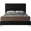 Maklaine Contemporary Gray Velvet King Bed with Gold and Chrome Legs Included