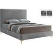 Maklaine Contemporary Gray Velvet King Bed with Gold and Chrome Legs Included