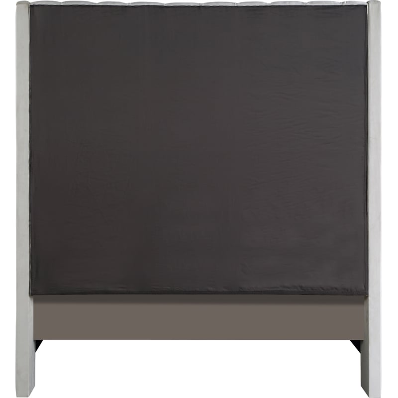 Maklaine Contemporary Upholstery Cream Velvet Queen Bed