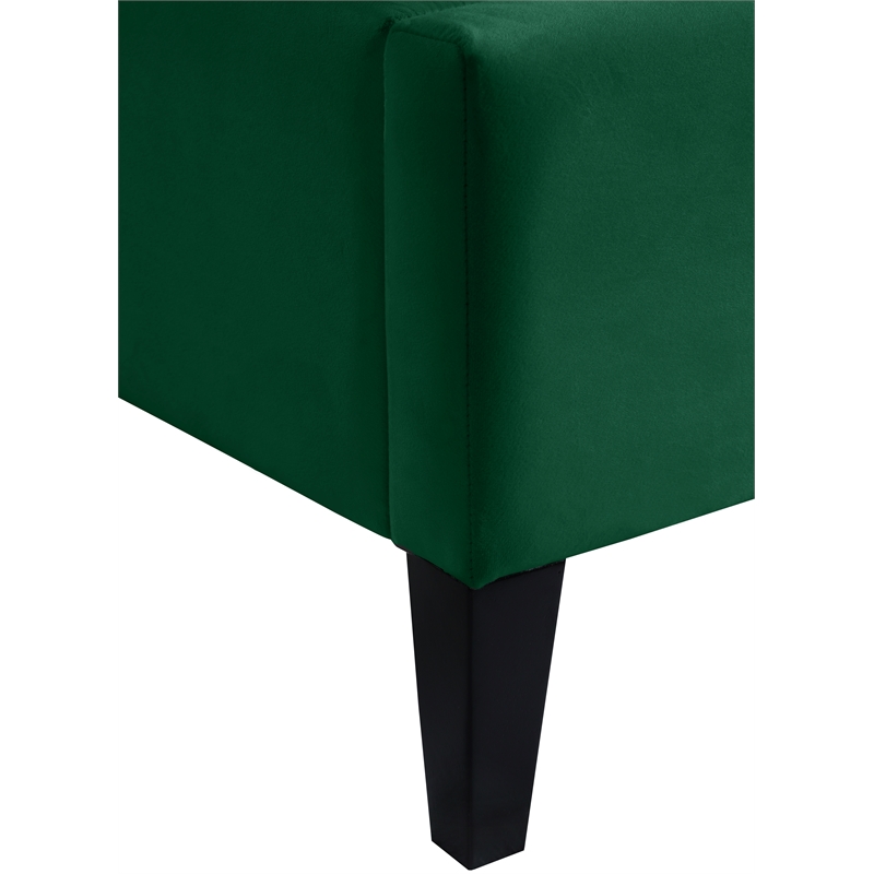 Maklaine Contemporary Upholstery Green Velvet King Bed