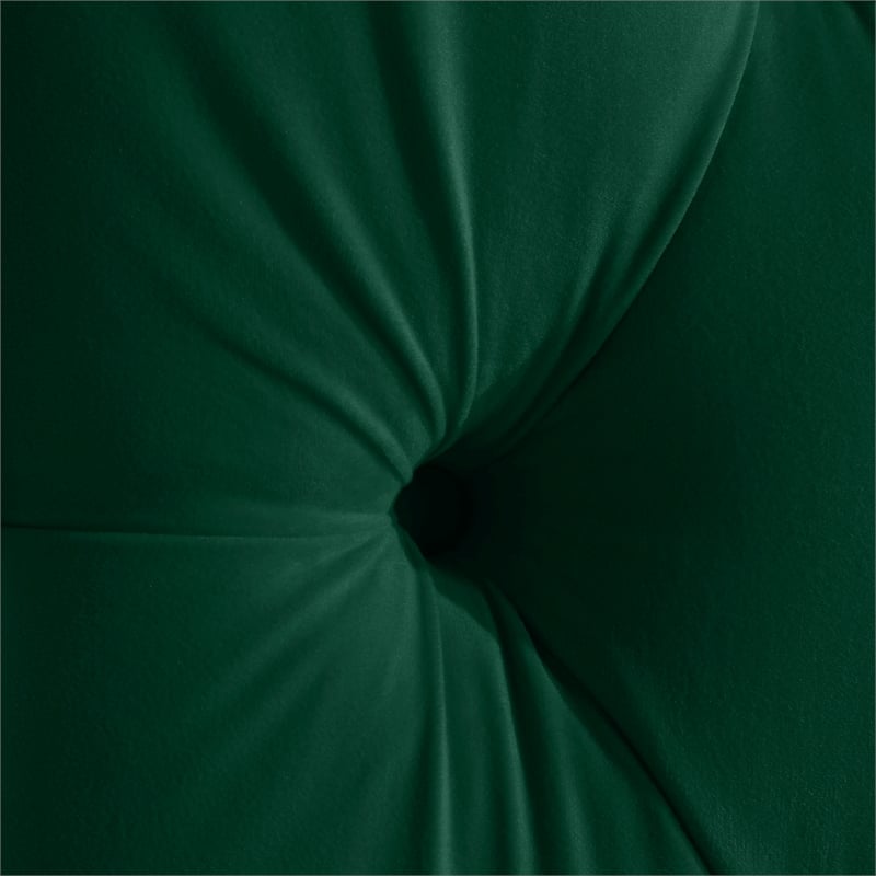 Maklaine Contemporary Upholstery Green Velvet Queen Bed