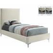 Maklaine Contemporary Cream Velvet Twin Bed with Gold and Chrome Legs Included