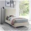 Maklaine Contemporary Cream Velvet Twin Bed with Gold and Chrome Legs Included