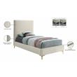 Maklaine Contemporary Cream Velvet Twin Bed with Gold and Chrome Legs Included