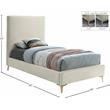 Maklaine Contemporary Cream Velvet Twin Bed with Gold and Chrome Legs Included