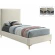 Maklaine Contemporary Cream Velvet Twin Bed with Gold and Chrome Legs Included