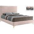 Maklaine Contemporary Pink Velvet Full Bed with Gold and Chrome Legs Included