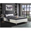 Maklaine Contemporary Upholstery Cream Velvet Full Bed