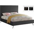 Maklaine Contemporary Velvet Queen Bed in Gray