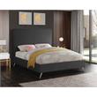 Maklaine Contemporary Velvet Queen Bed in Gray